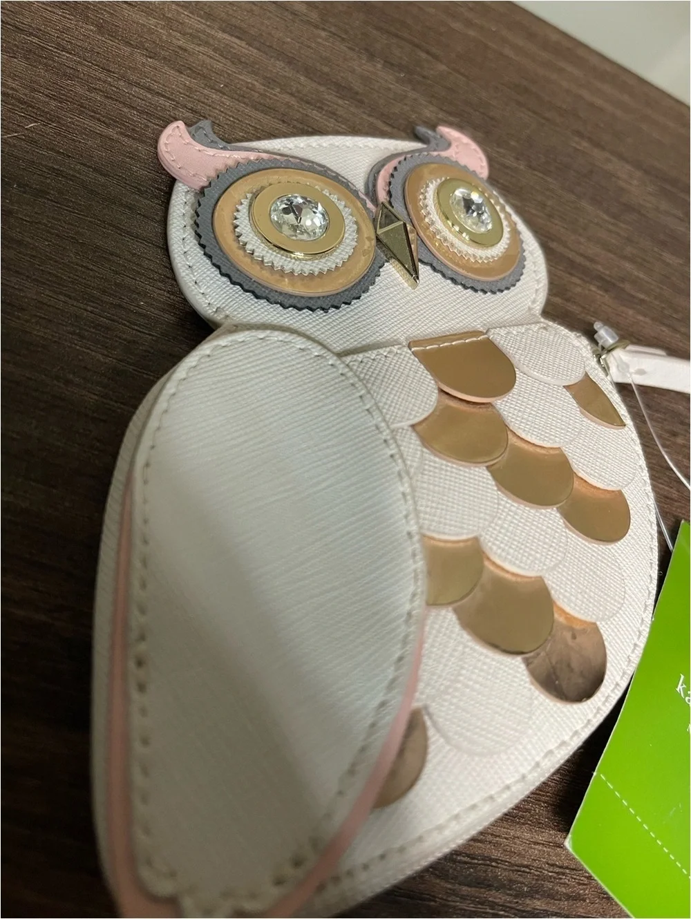 Kate Spade New York Owl Shaped Wristlet Wallet with Gold Accents